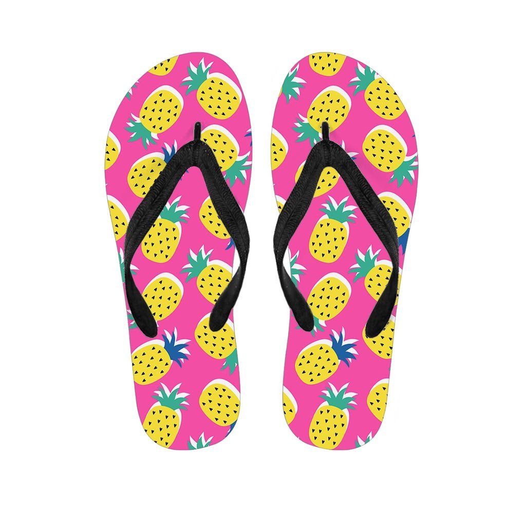 Pink Pineapple Print Women's Flip Flops-grizzshop