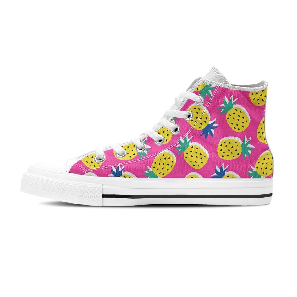 Pink Pineapple Print Women's High Top Shoes-grizzshop