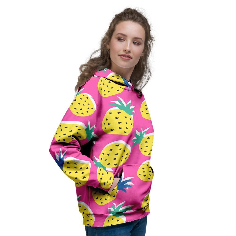 Pink Pineapple Print Women's Hoodie-grizzshop