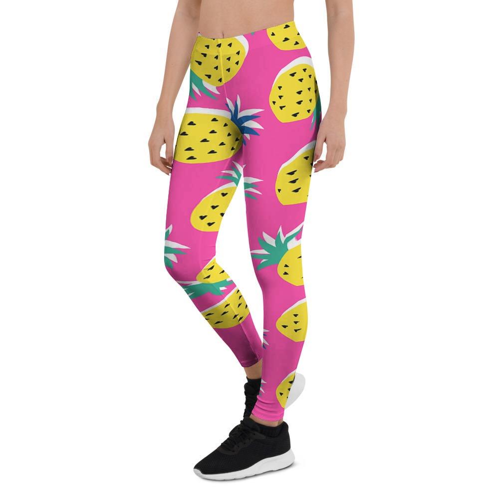 Pink Pineapple Print Women's Leggings-grizzshop