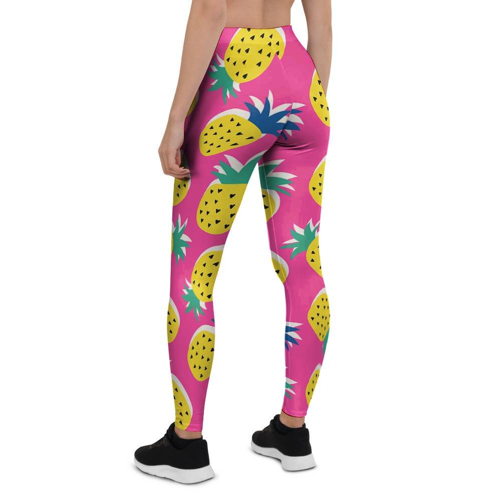 Pink Pineapple Print Women's Leggings-grizzshop