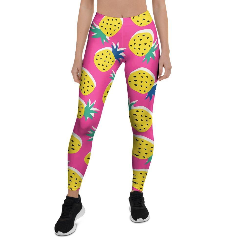 Pink Pineapple Print Women's Leggings-grizzshop