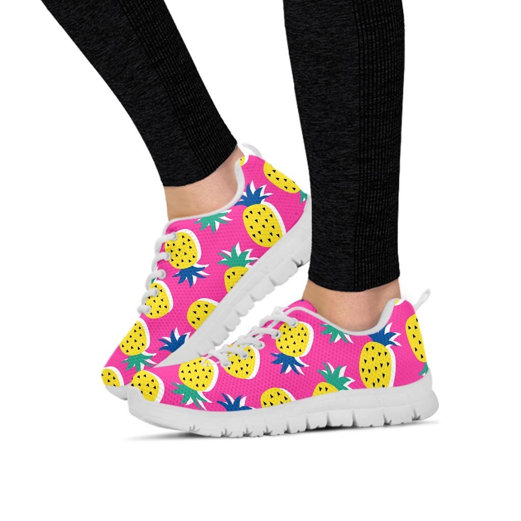 Pink Pineapple Print Women's Sneakers-grizzshop