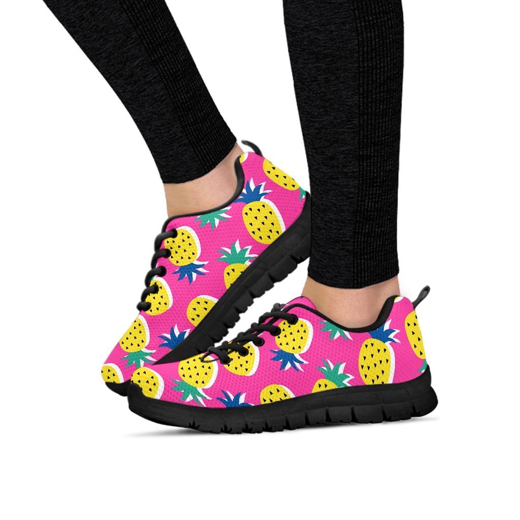 Pink Pineapple Print Women's Sneakers-grizzshop