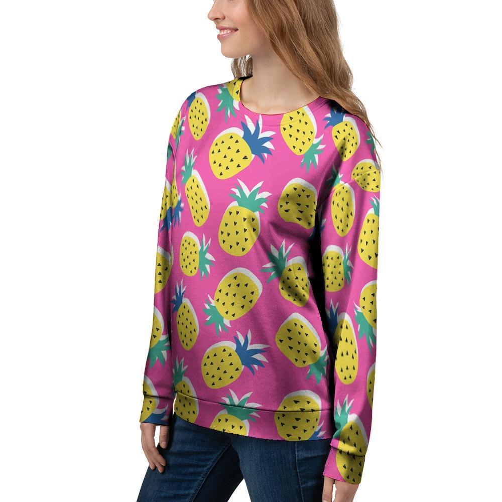 Pink Pineapple Print Women's Sweatshirt-grizzshop