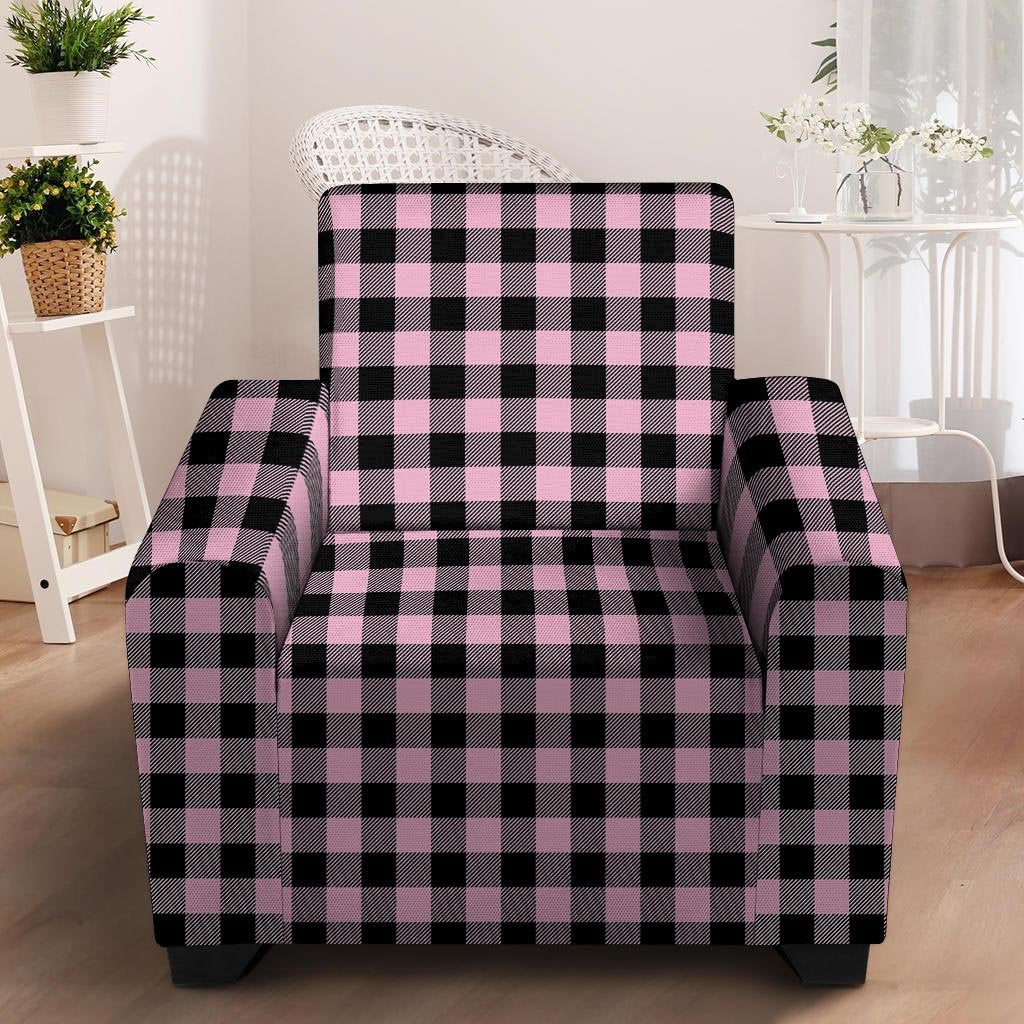 Pink Plaid Armchair Cover-grizzshop