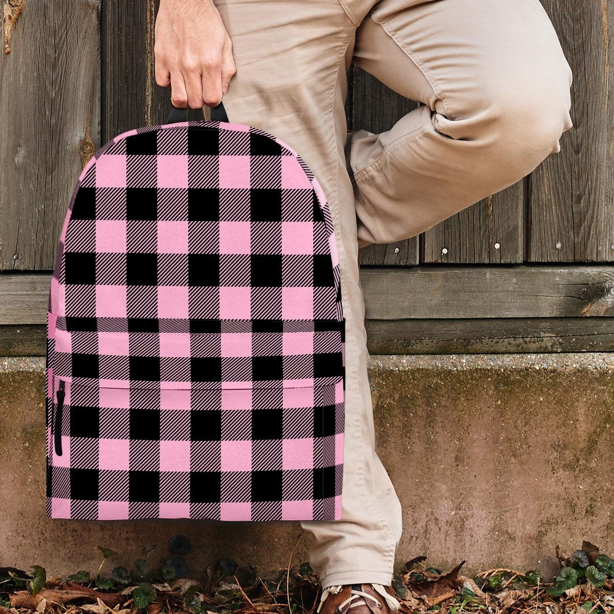 Pink Plaid Backpack-grizzshop