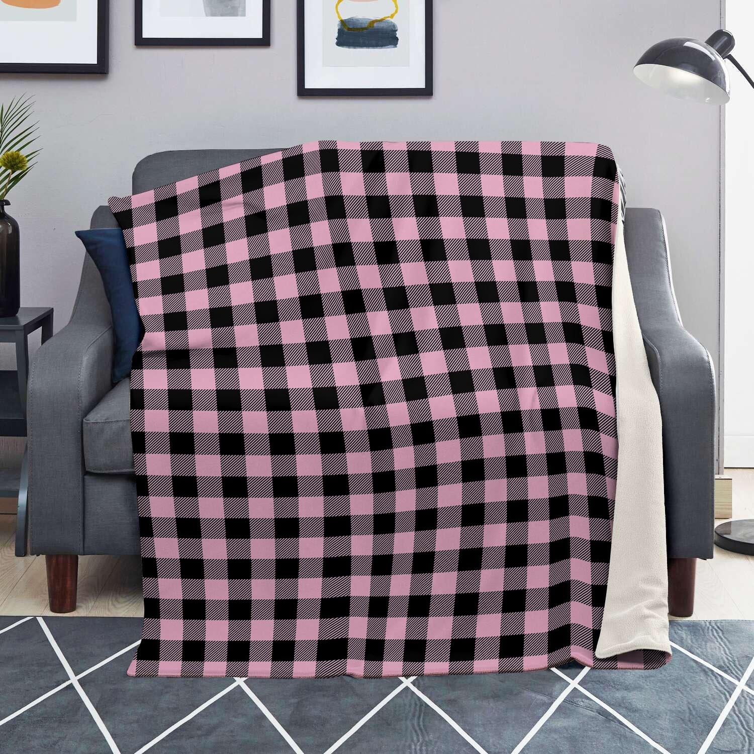 Pink Plaid Blanket-grizzshop