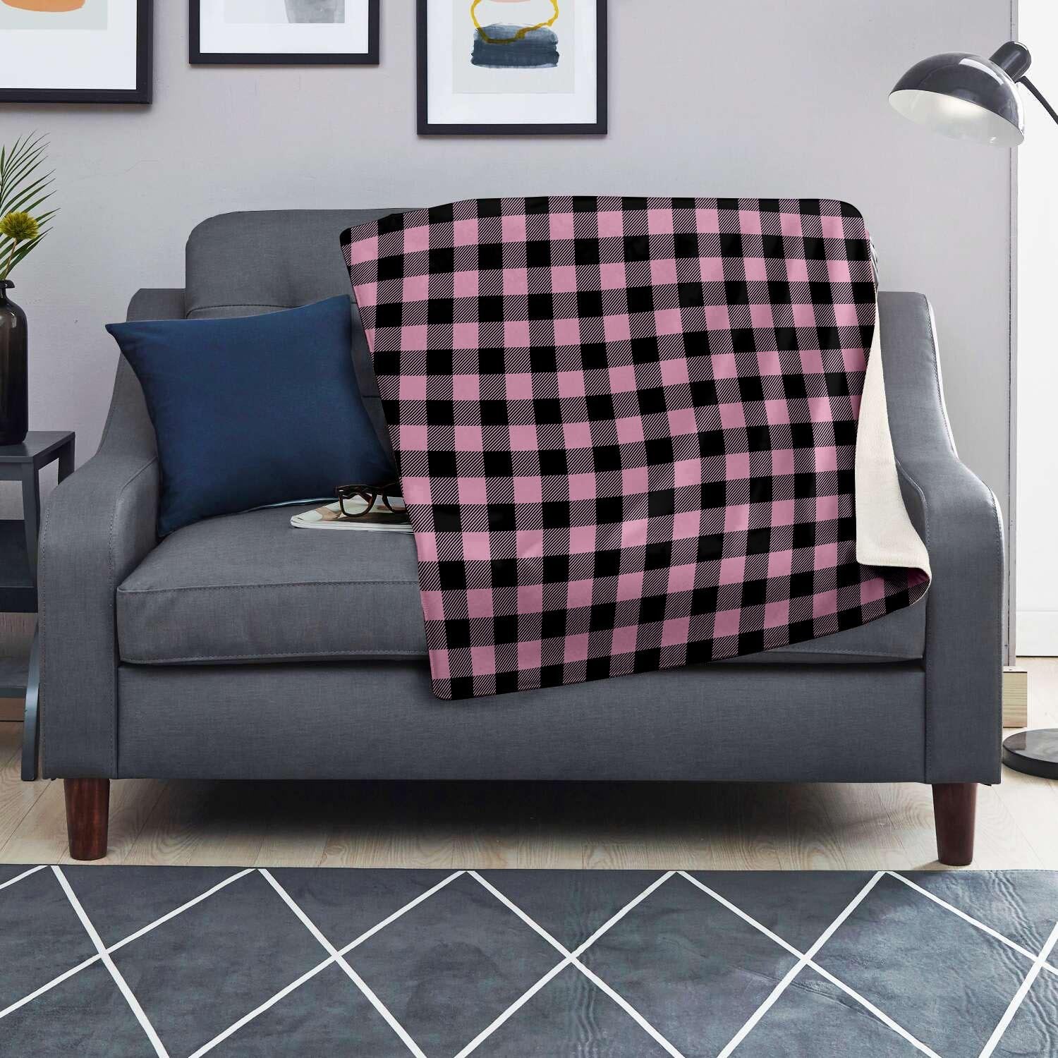 Pink Plaid Blanket-grizzshop