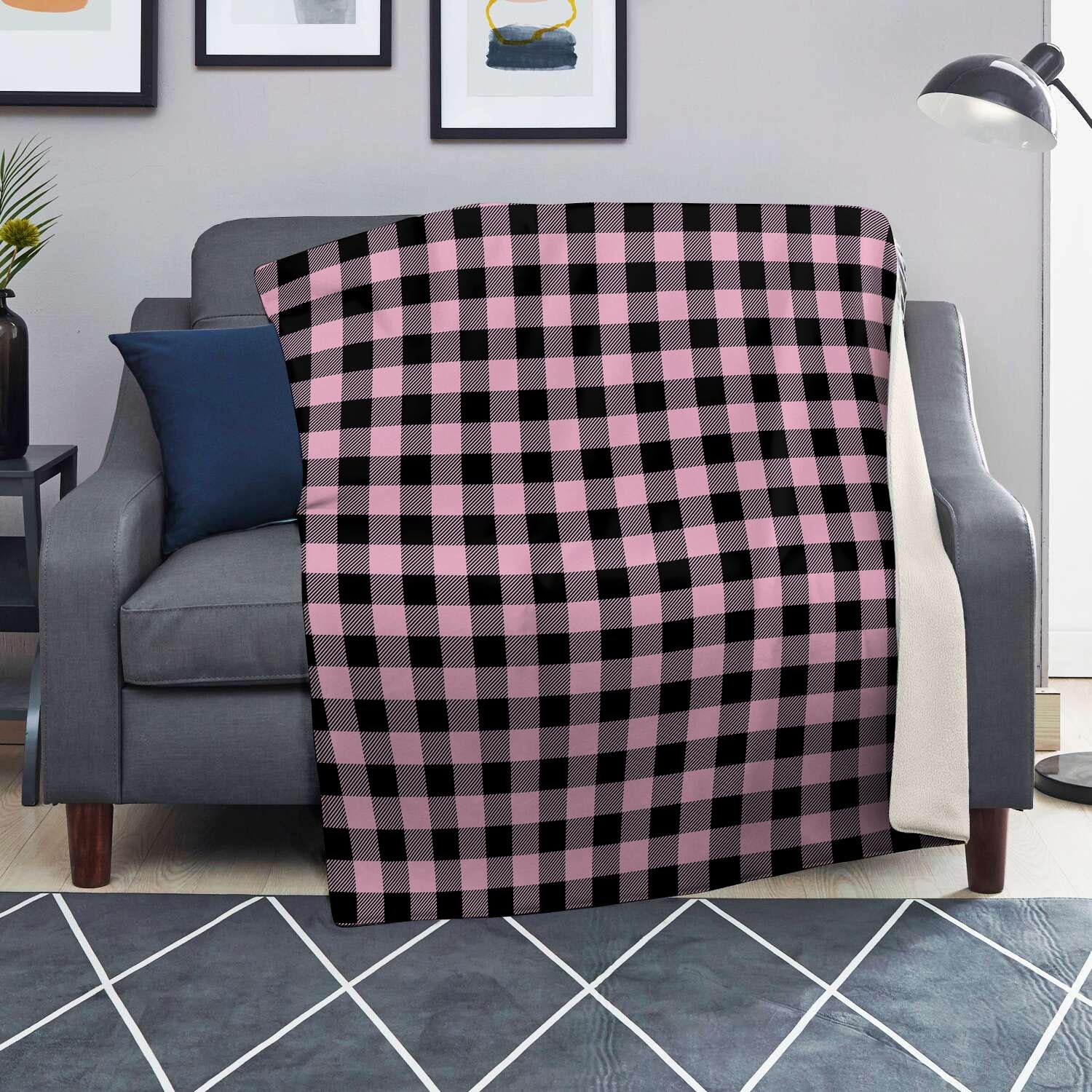 Pink Plaid Blanket-grizzshop