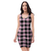 Pink Plaid Bodycon Dress-grizzshop