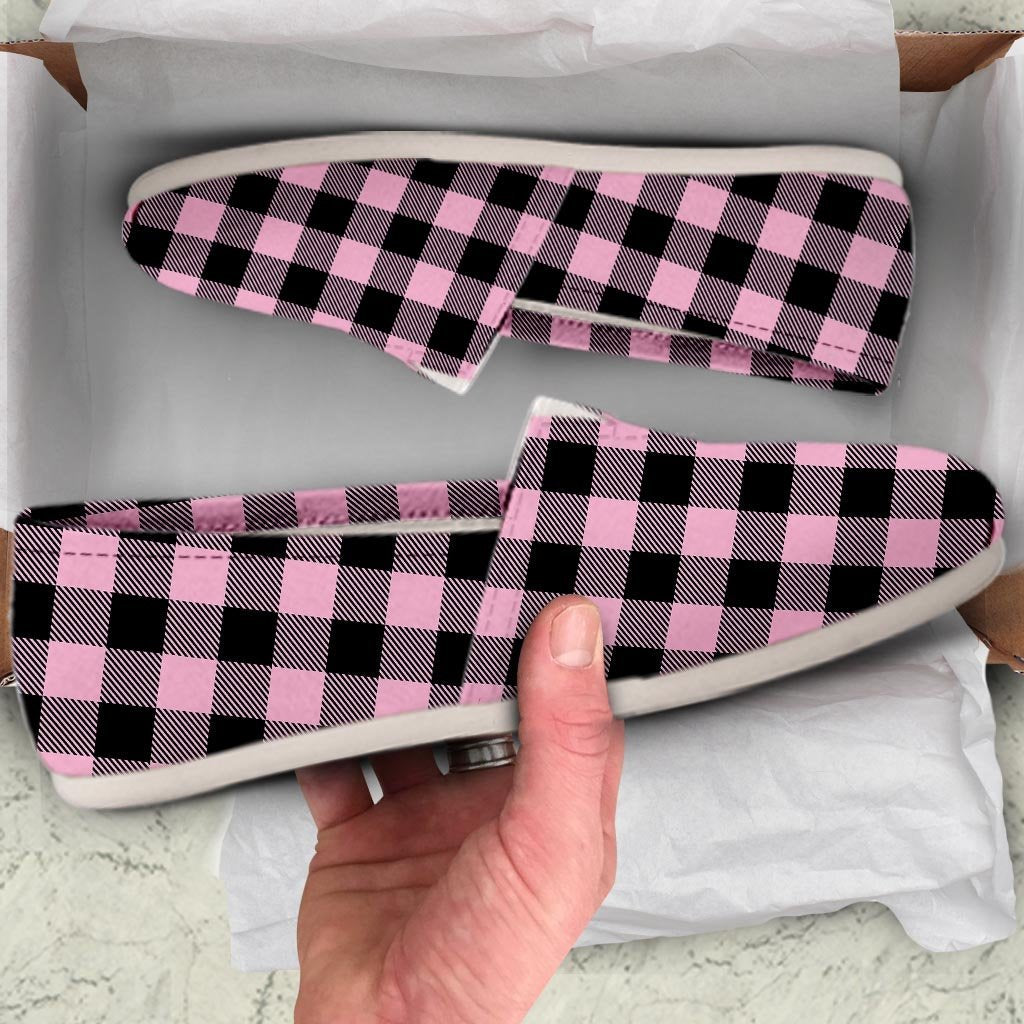 Pink Plaid Canvas Shoes-grizzshop