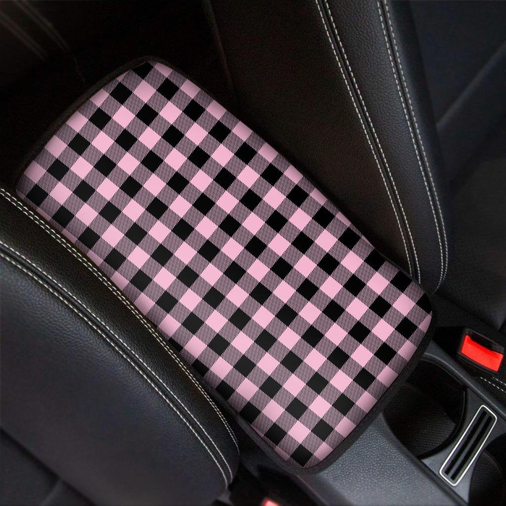 Pink Plaid Car Console Cover-grizzshop