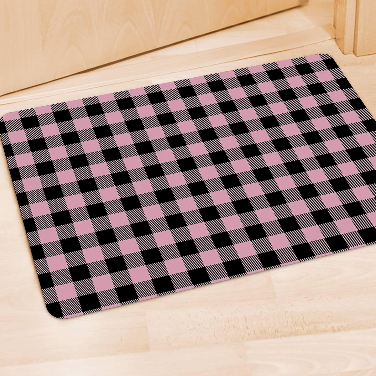 Pink Plaid Door Mat-grizzshop