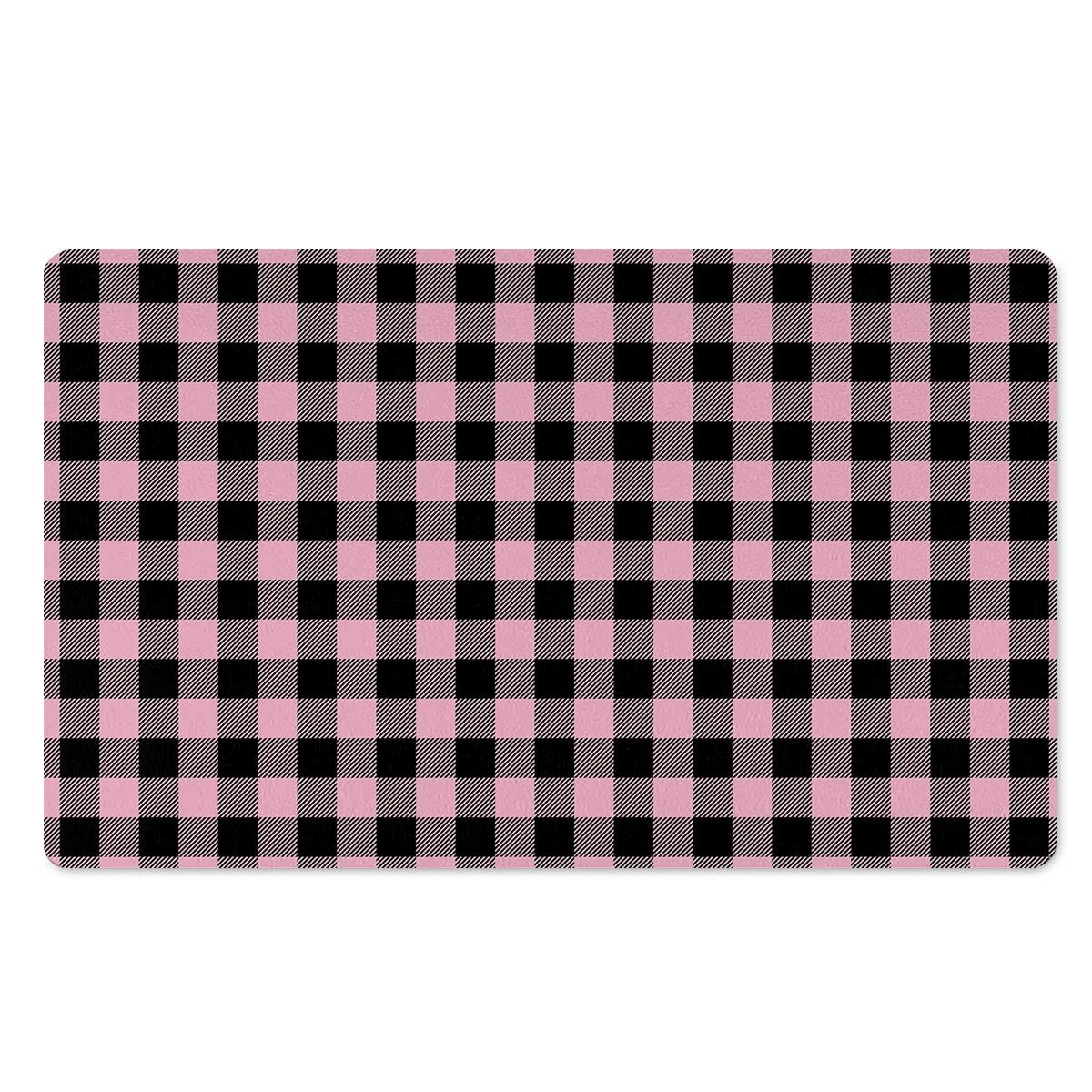 Pink Plaid Door Mat-grizzshop