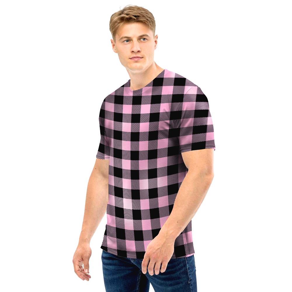 Pink Plaid Men T Shirt-grizzshop