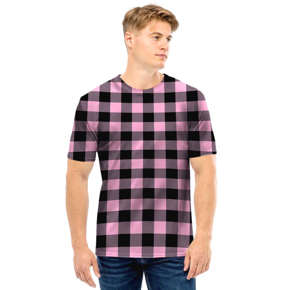 Pink Plaid Men T Shirt-grizzshop