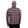 Pink Plaid Men's Bomber Jacket-grizzshop