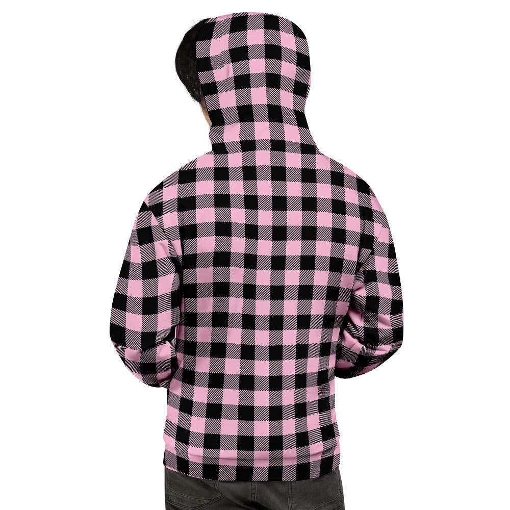 Pink Plaid Men's Hoodie-grizzshop