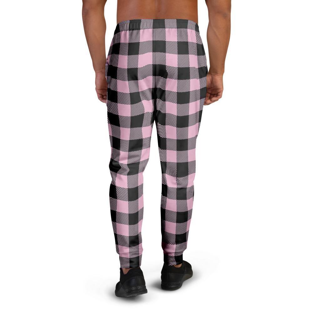Pink Plaid Men's Joggers-grizzshop
