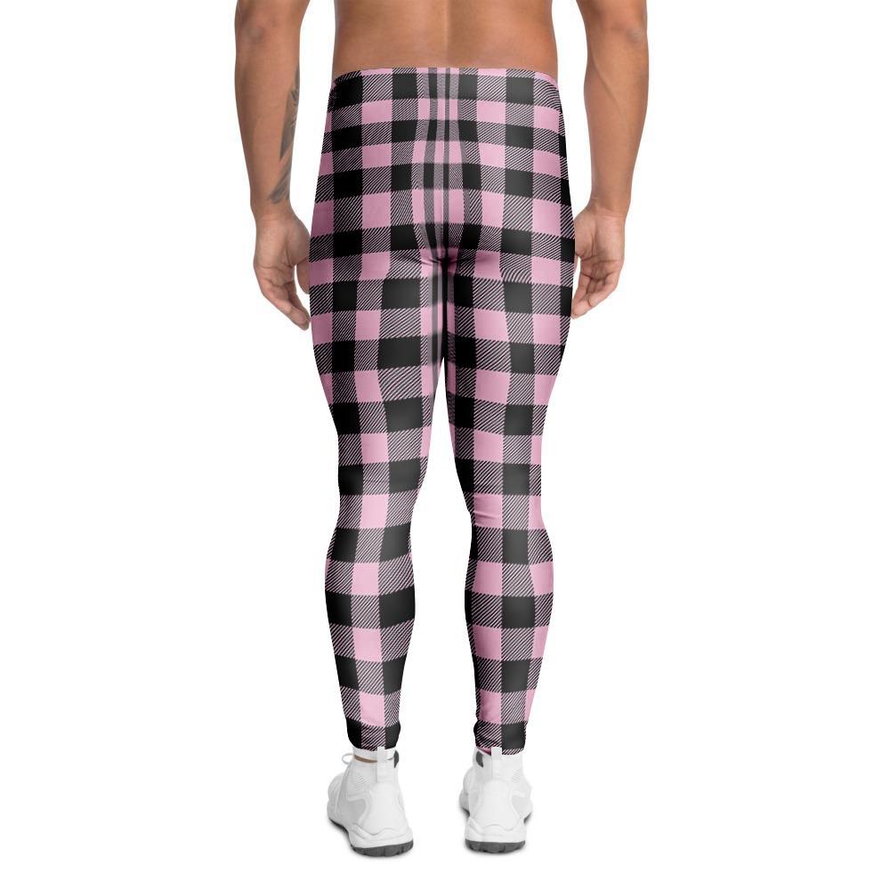 Pink Plaid Men's Leggings-grizzshop