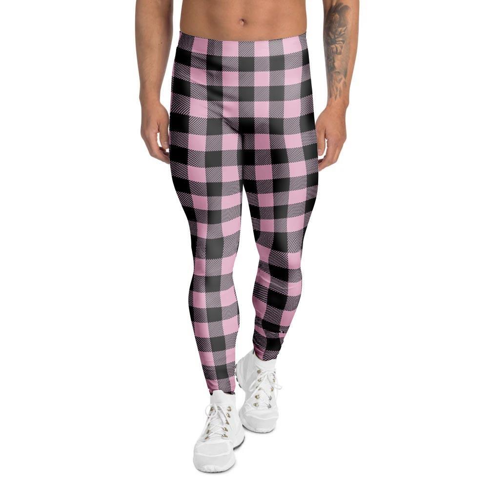 Pink Plaid Men's Leggings-grizzshop