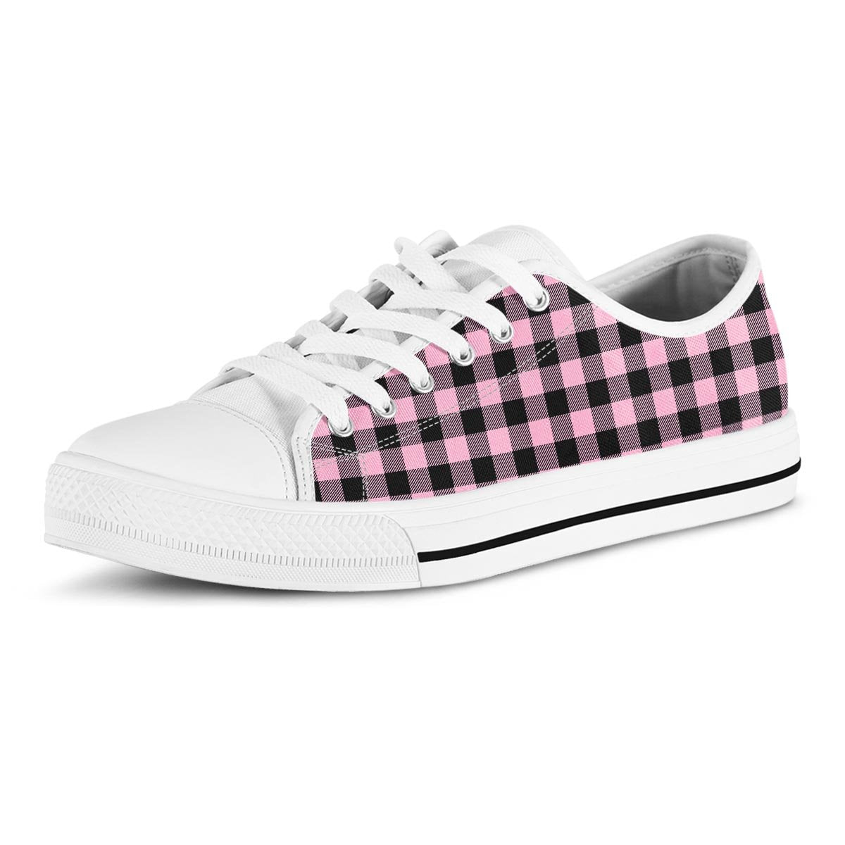 Pink Plaid Men's Low Top Shoes-grizzshop