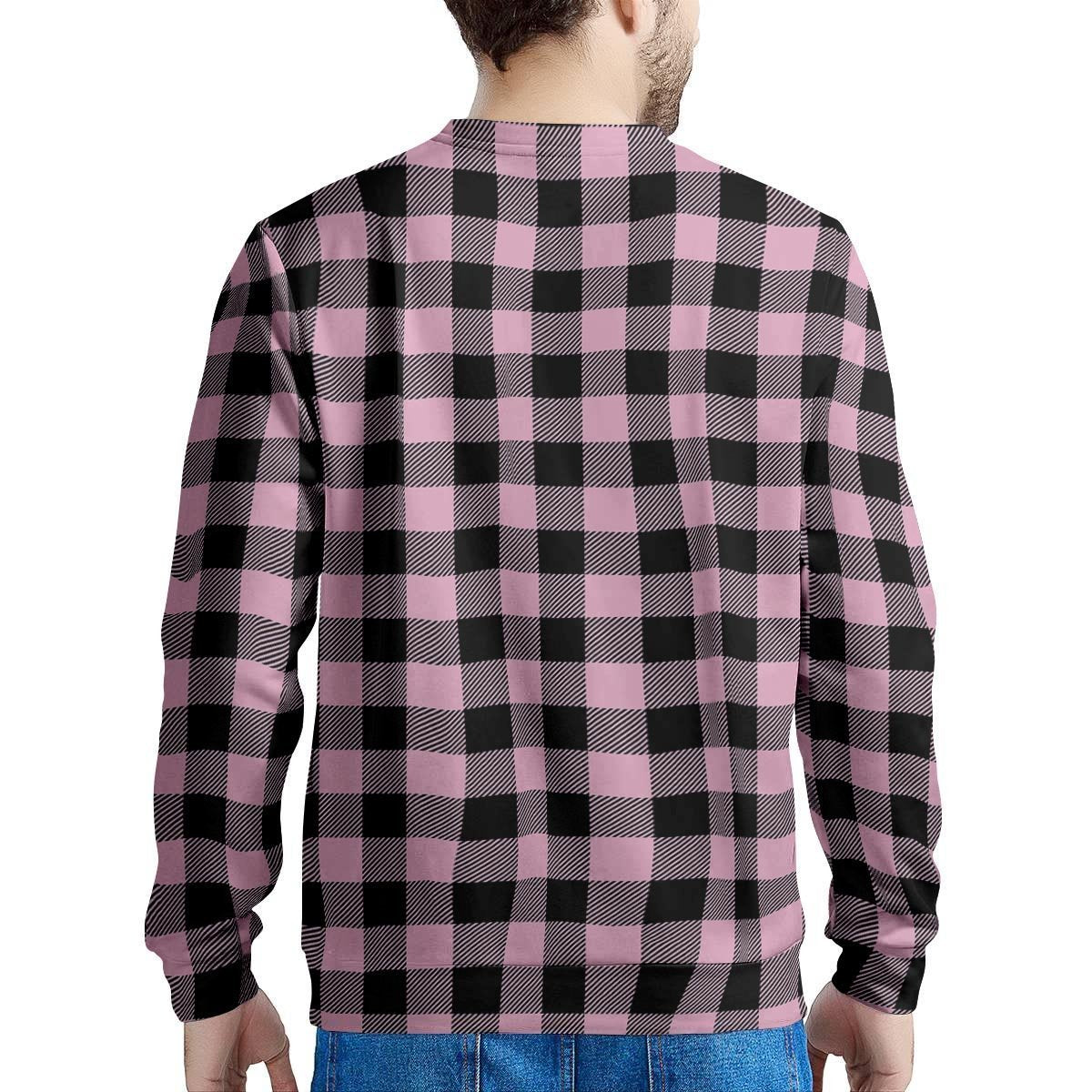 Pink Plaid Men's Sweatshirt-grizzshop