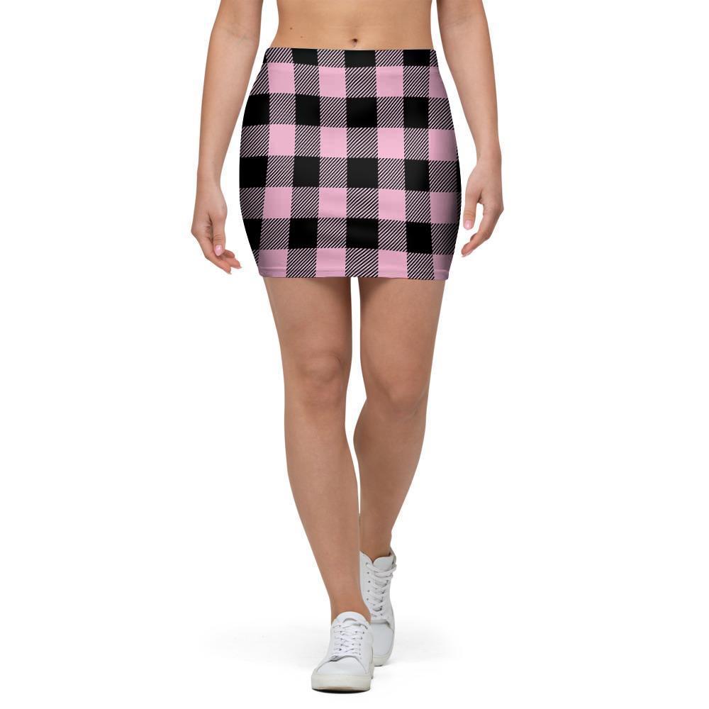 Pink Plaid Mini Skirt-grizzshop