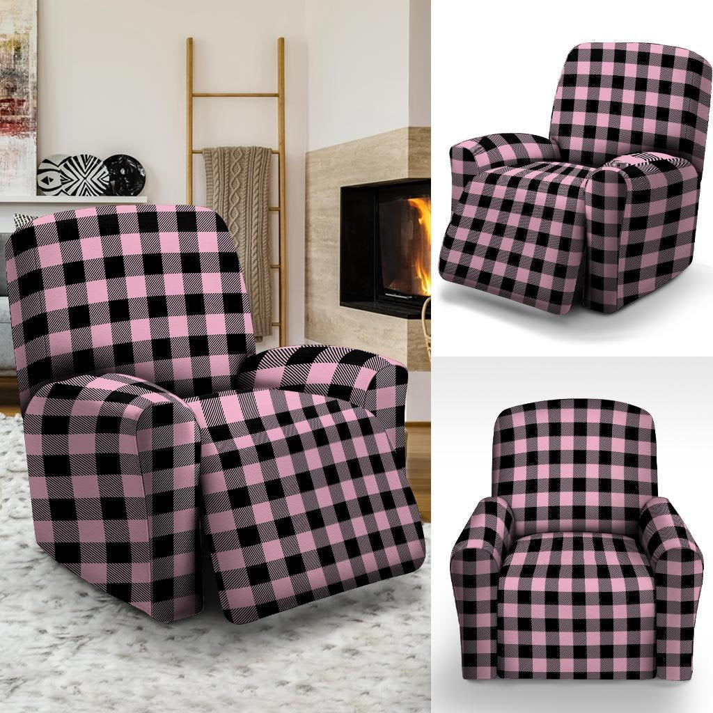 Pink Plaid Recliner Cover-grizzshop