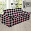 Pink Plaid Sofa Cover-grizzshop