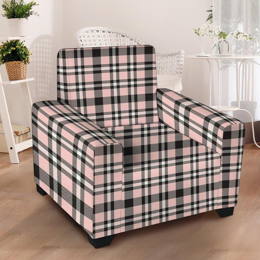 Pink Plaid Tartan Armchair Cover-grizzshop