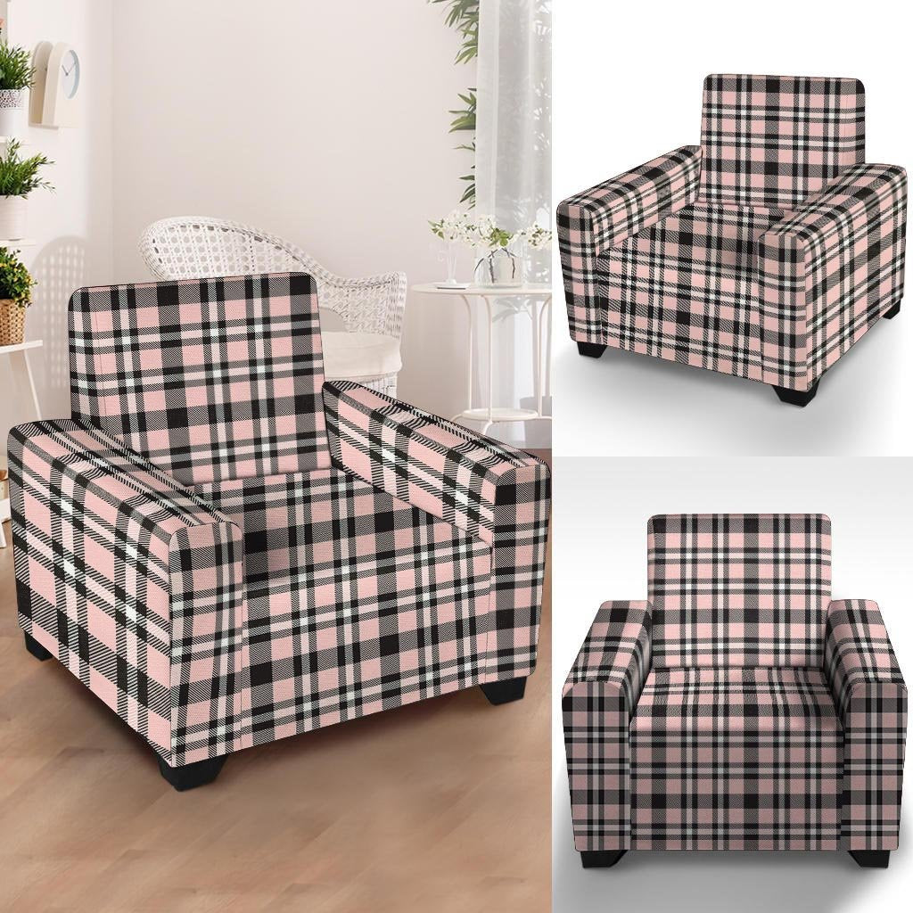 Pink Plaid Tartan Armchair Cover-grizzshop