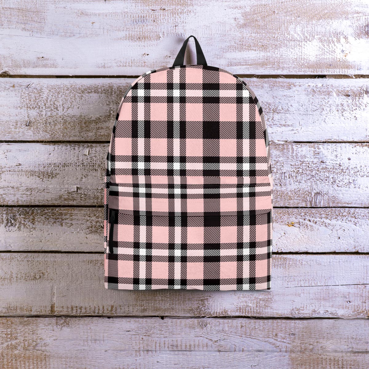 Pink Plaid Tartan Backpack-grizzshop