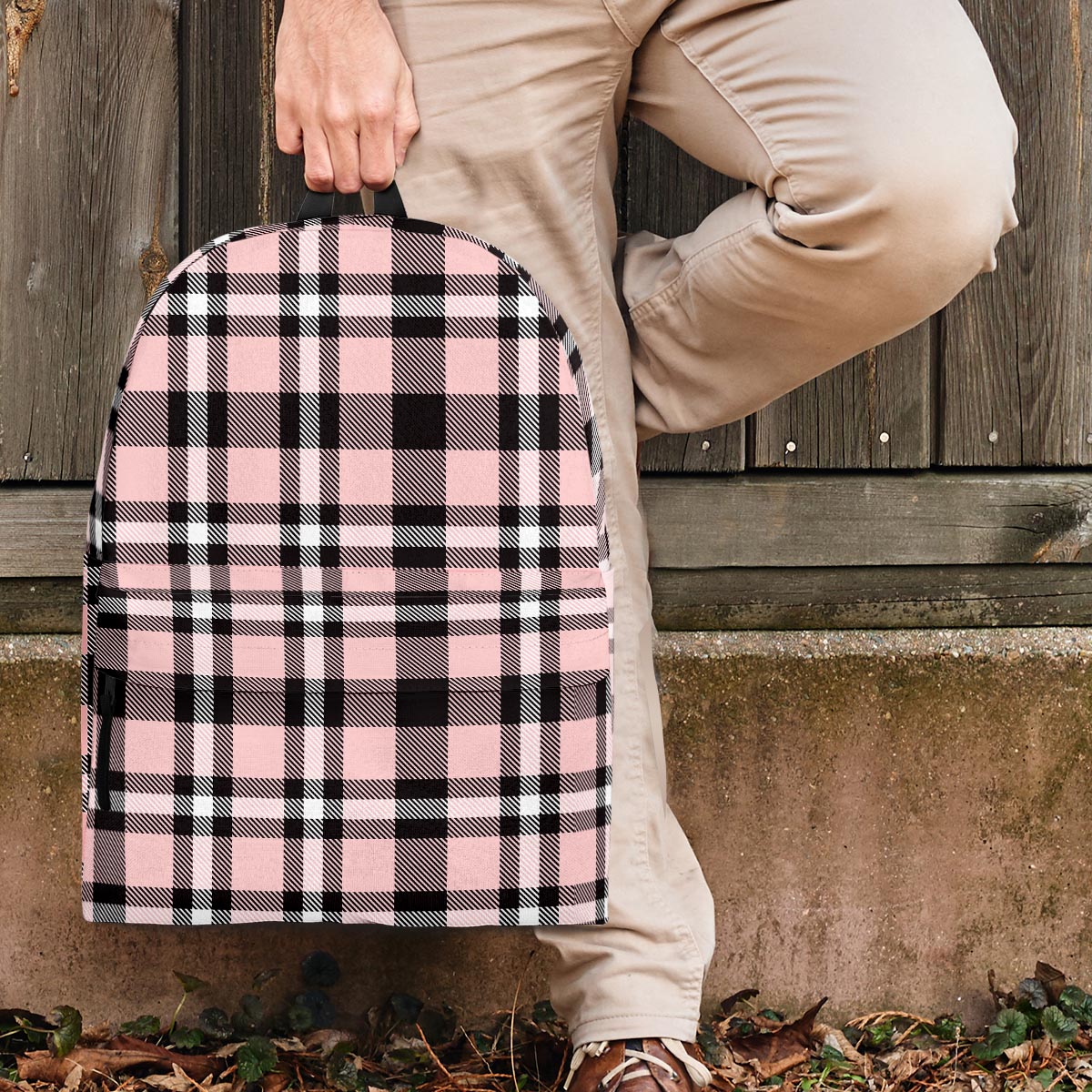 Pink shop plaid backpack