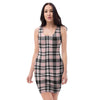 Pink Plaid Tartan Bodycon Dress-grizzshop