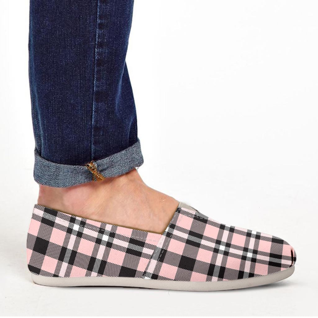 Pink Plaid Tartan Canvas Shoes-grizzshop
