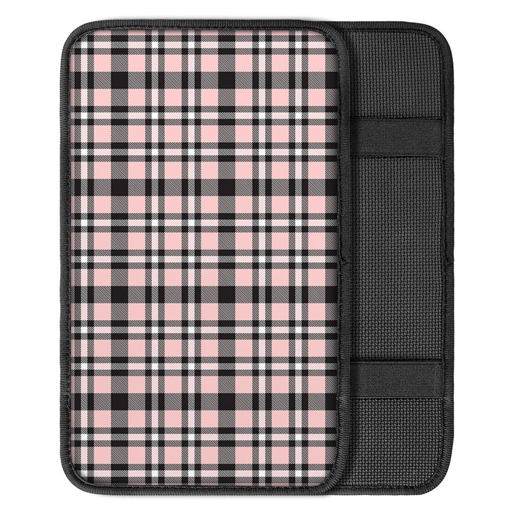 Pink Plaid Tartan Car Console Cover-grizzshop