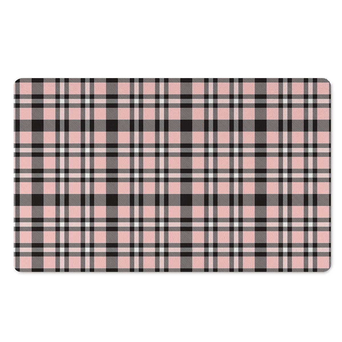 Pink Plaid Tartan Door Mat-grizzshop