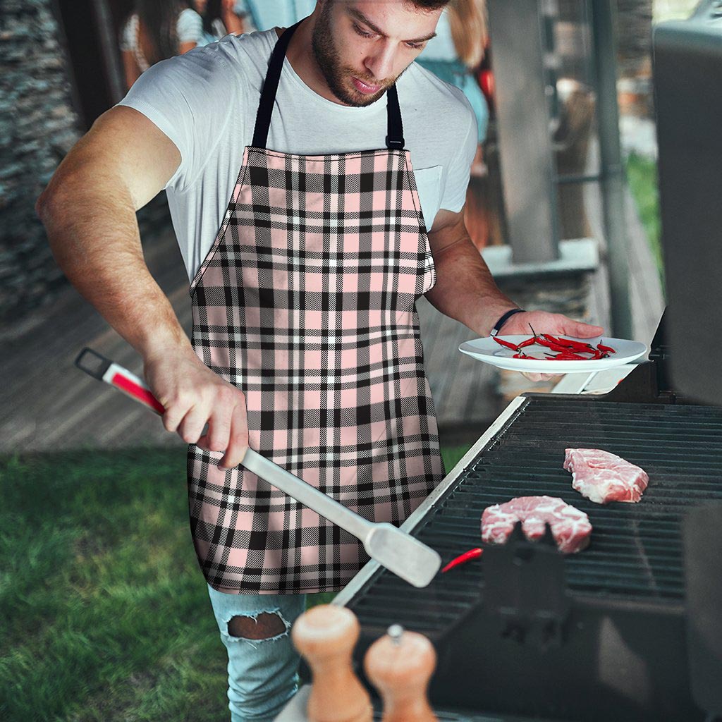 Pink Plaid Tartan Men's Apron-grizzshop