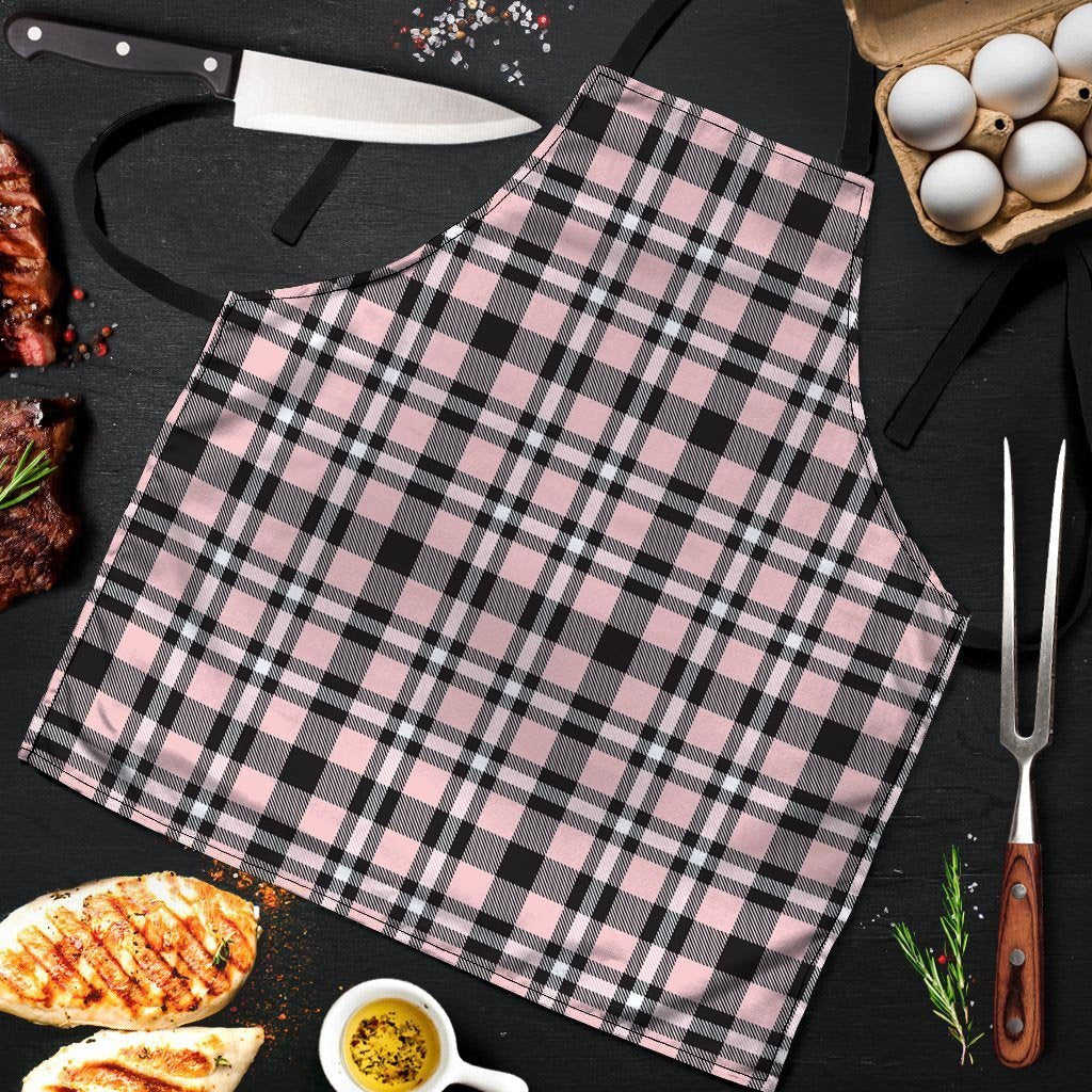 Pink Plaid Tartan Men's Apron-grizzshop