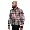 Pink Plaid Tartan Men's Bomber Jacket-grizzshop