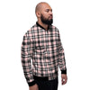 Pink Plaid Tartan Men's Bomber Jacket-grizzshop