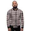 Pink Plaid Tartan Men's Bomber Jacket-grizzshop