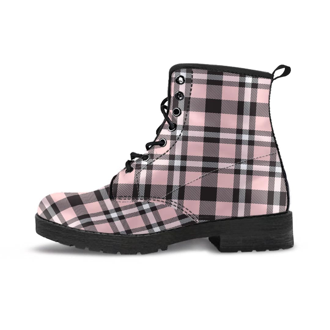 Pink Plaid Tartan Men's Boots-grizzshop