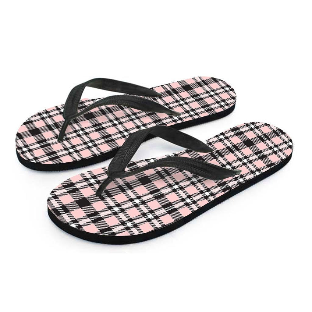 Pink Plaid Tartan Men's Flip Flops-grizzshop