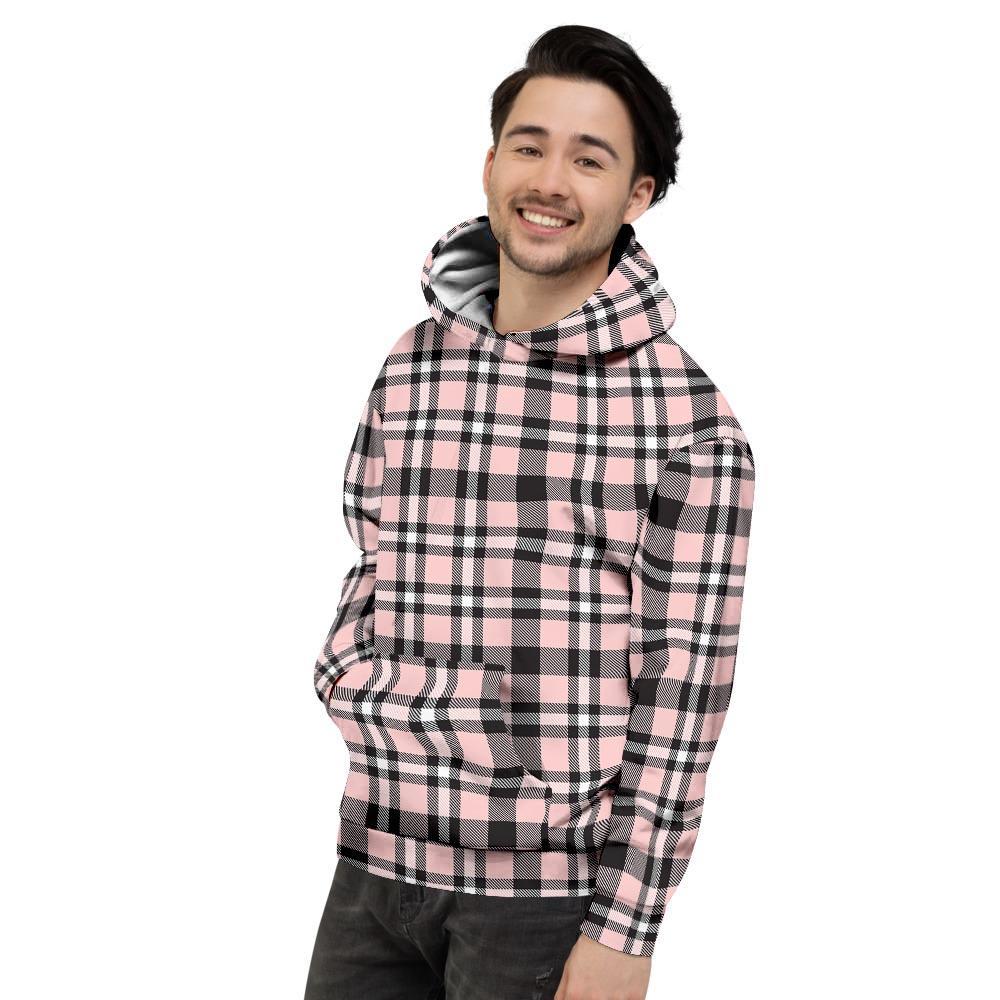 Pink Plaid Tartan Men's Hoodie-grizzshop