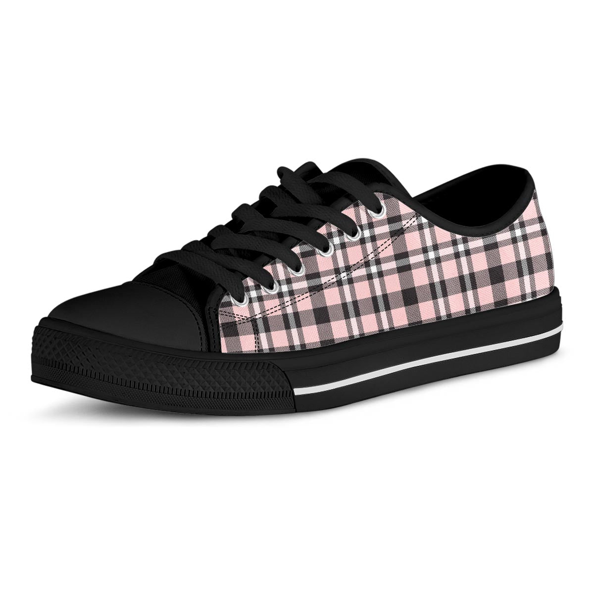 Pink Plaid Tartan Men's Low Top Shoes-grizzshop