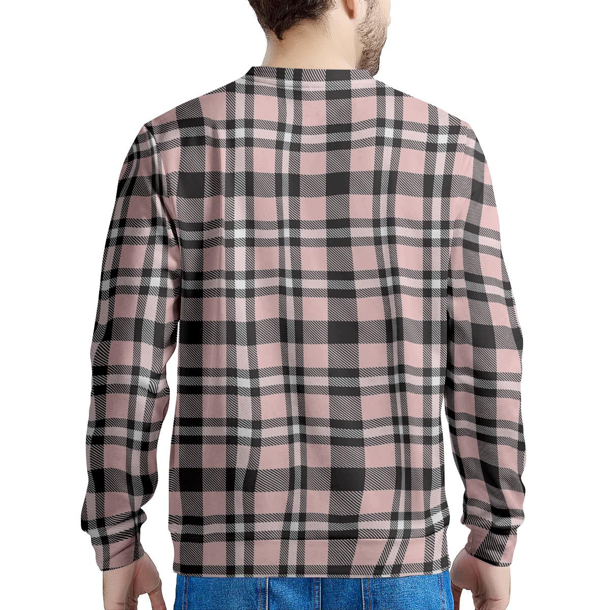 Pink Plaid Tartan Men's Sweatshirt-grizzshop