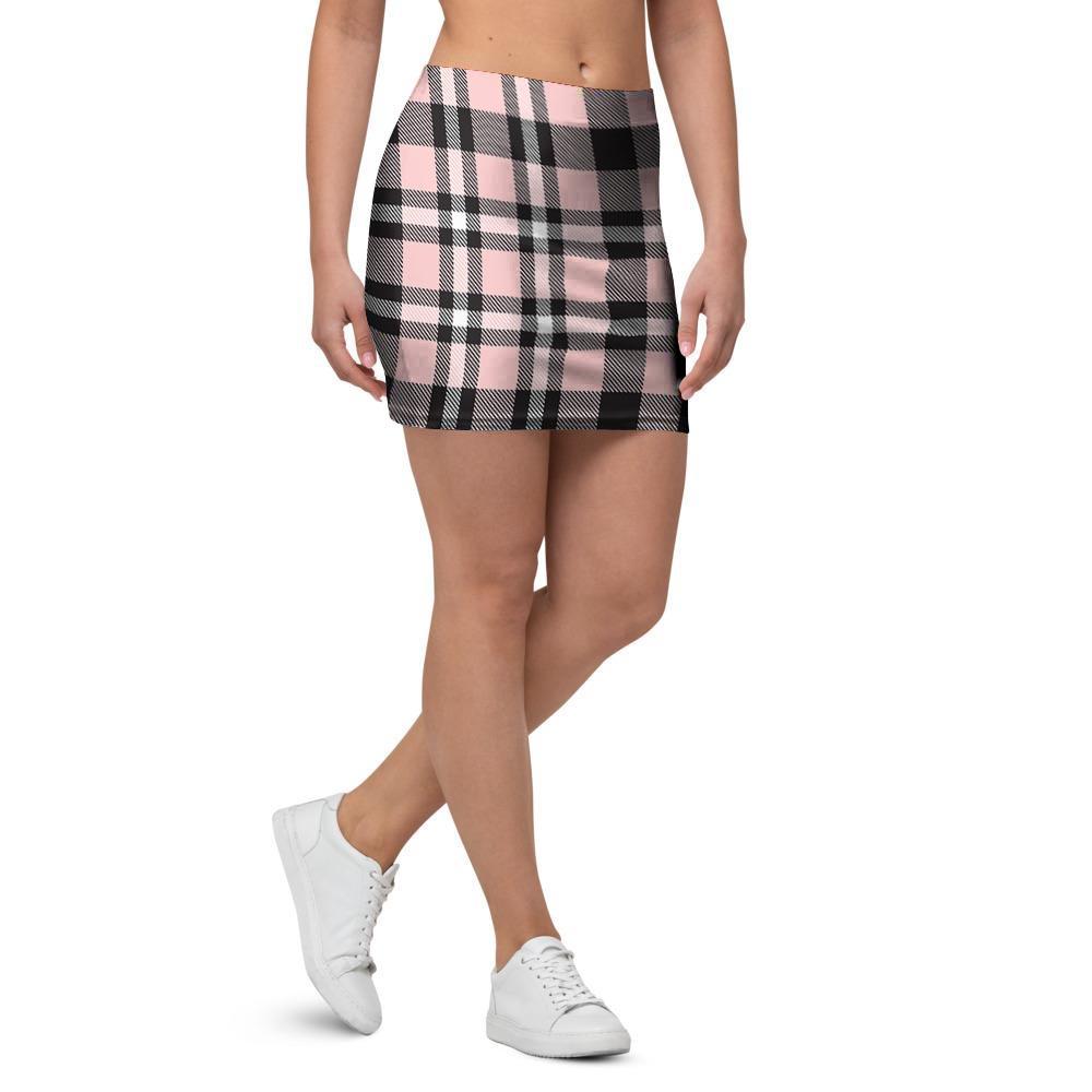 Pink Plaid Tartan Mini Skirt-grizzshop